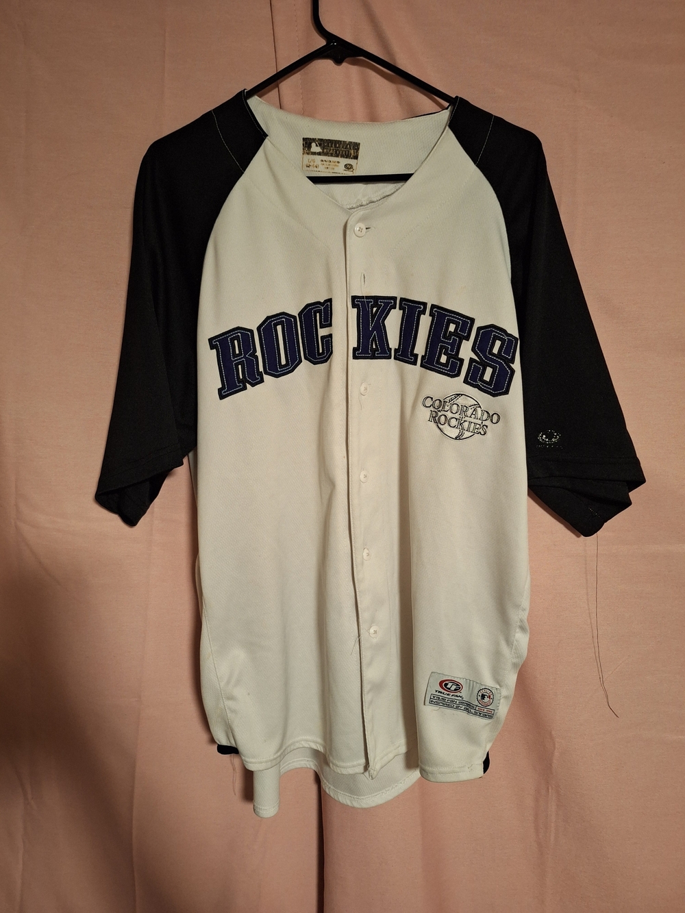 Colorado Rockies Baseball Jersey Cream & Black Men Large